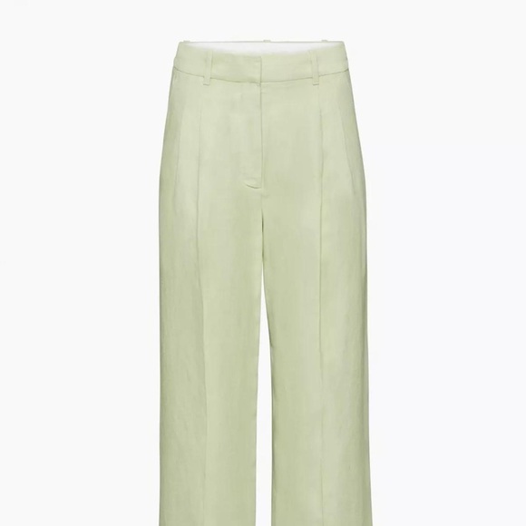 Aritzia Wilfred Pastel Sage Green Carrot Linen Pants in size 00 - Picture 1 of 7